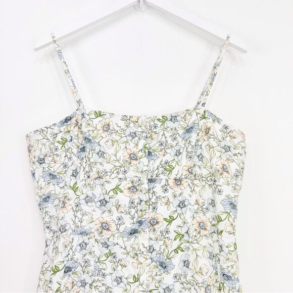 J. Crew White Pastel Floral Button Up Strappy Long Cotton Summer Dress - Picture 14 of 16